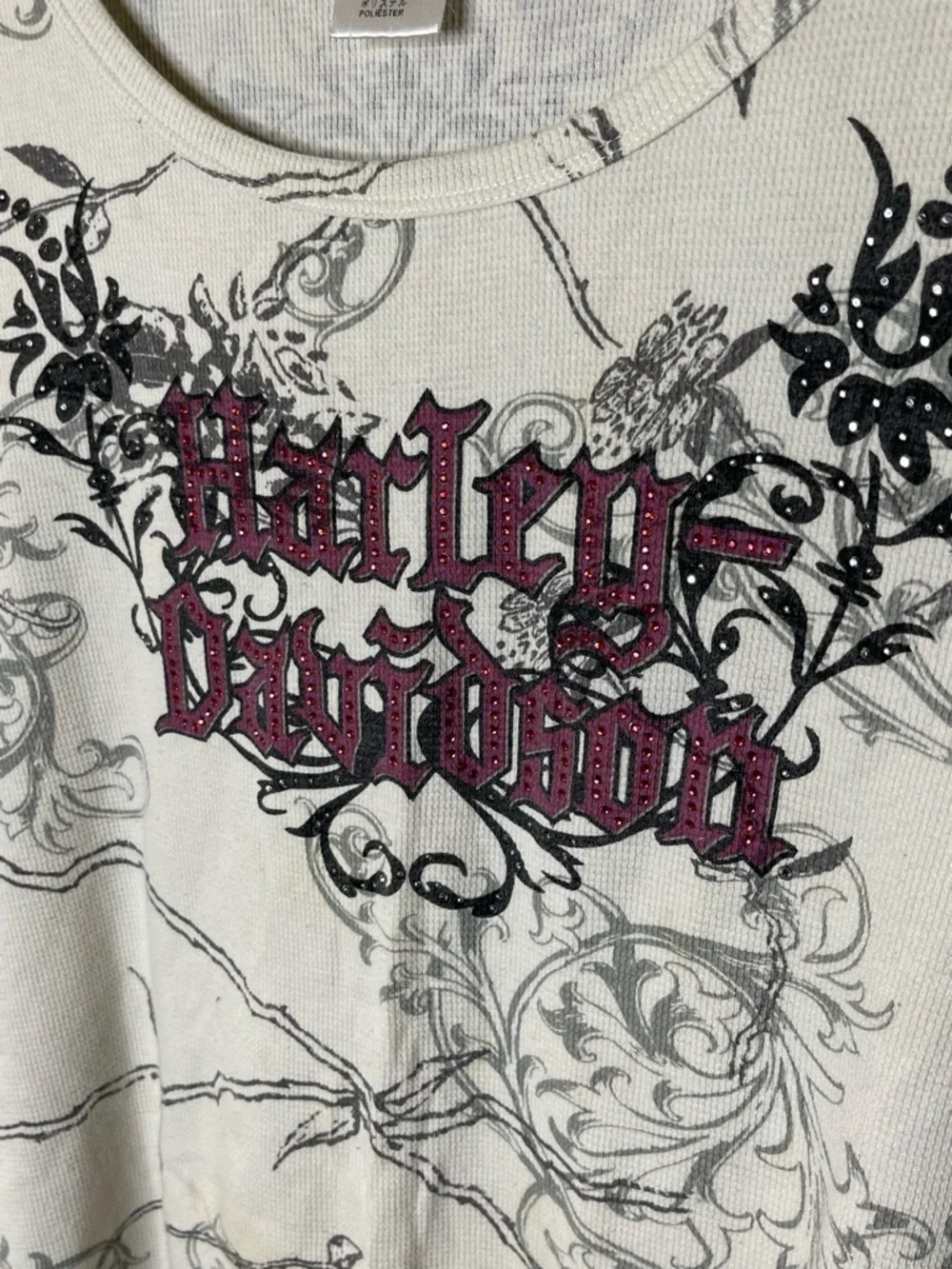 Harley-Davidson White 3/4 Sleeve Tee with Rhinestones and Wings Sz 2X - Picture 4 of 8